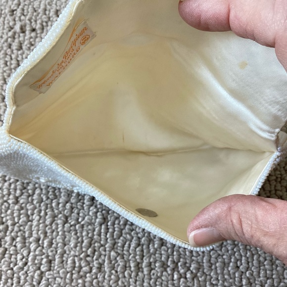 Vintage White Beaded Evening Bag Clutch - Picture 5 of 5